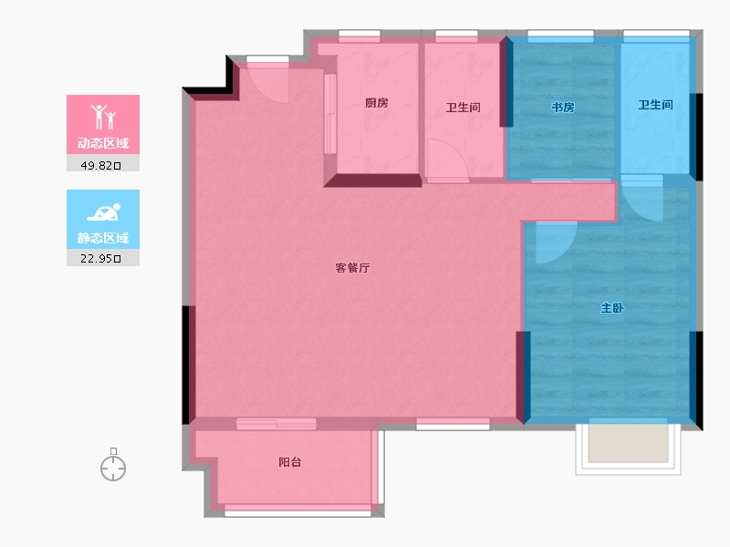 浙江省-嘉兴市-梅里印象-65.00-户型库-动静分区