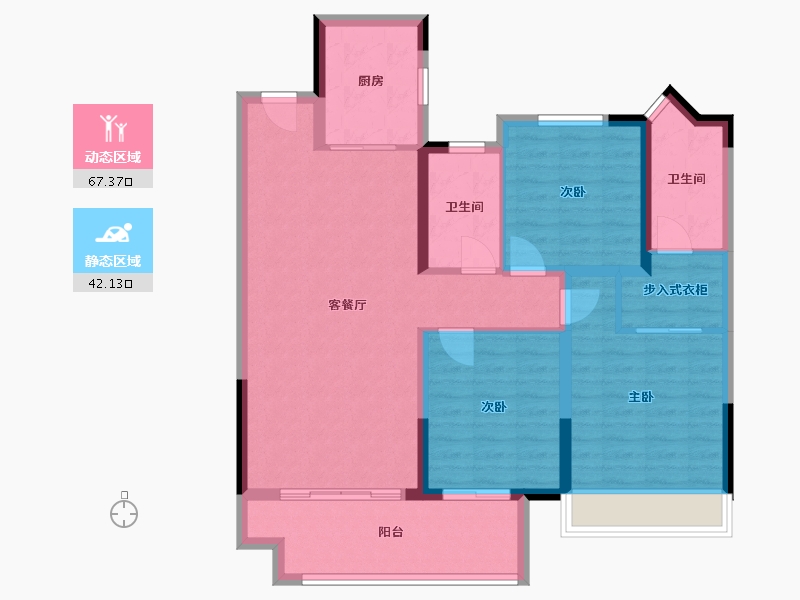 河南省-驻马店市-建业公园里-98.00-户型库-动静分区