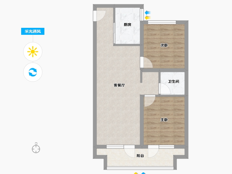 河北省-石家庄市-祥聚·拾光-64.40-户型库-采光通风