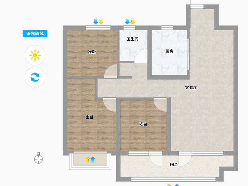 山东省-青岛市-天一仁和宸璟鹭洲-78.95-户型库-采光通风