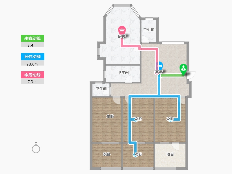 湖北省-襄阳市-地税局家属院-138.00-户型库-动静线