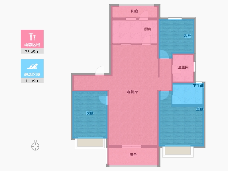 山东省-潍坊市-鲁商融港玺悦府-108.06-户型库-动静分区