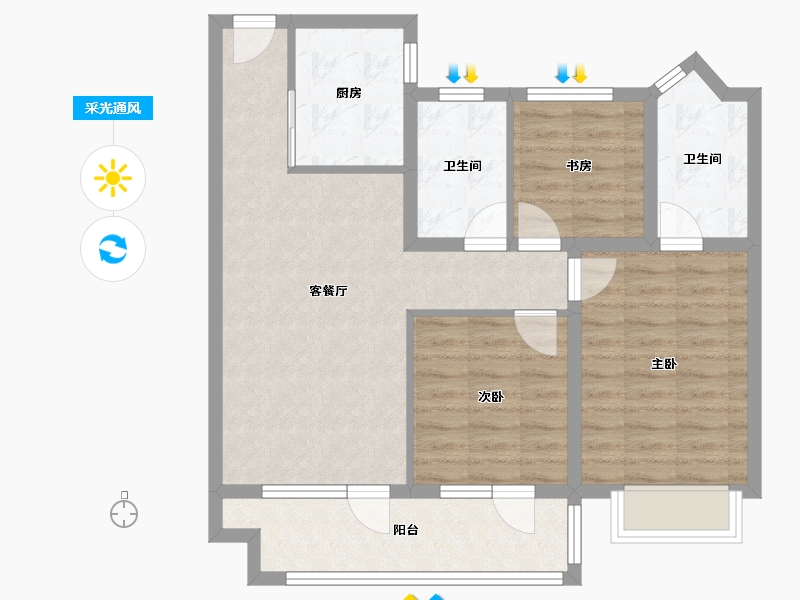 河北省-石家庄市-祥聚·拾光-78.80-户型库-采光通风