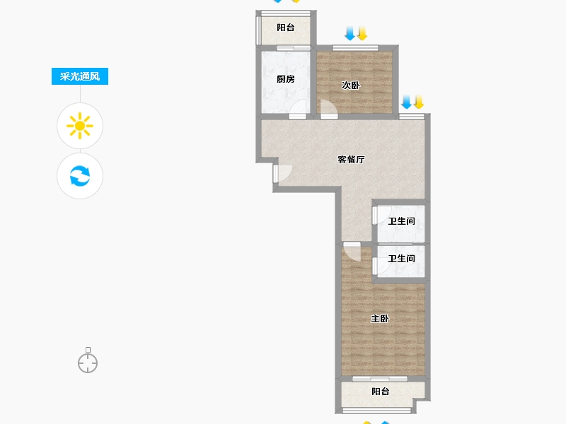 河北省-邯郸市-美意苑-75.00-户型库-采光通风