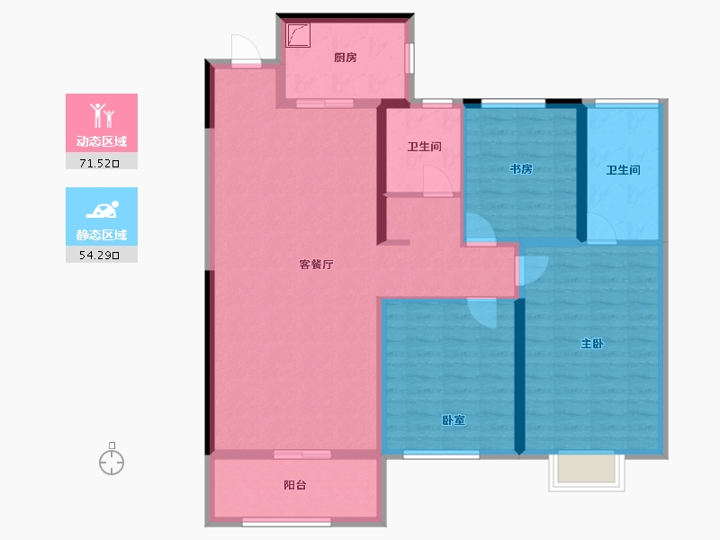 湖南省-长沙市-阳光城尚东湾-113.88-户型库-动静分区