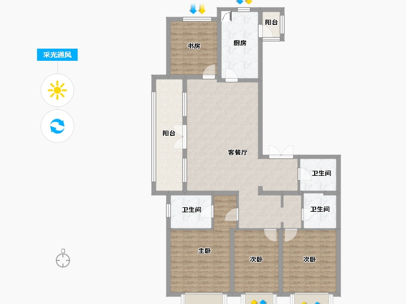 陕西省-西安市-天地源大都会-133.45-户型库-采光通风