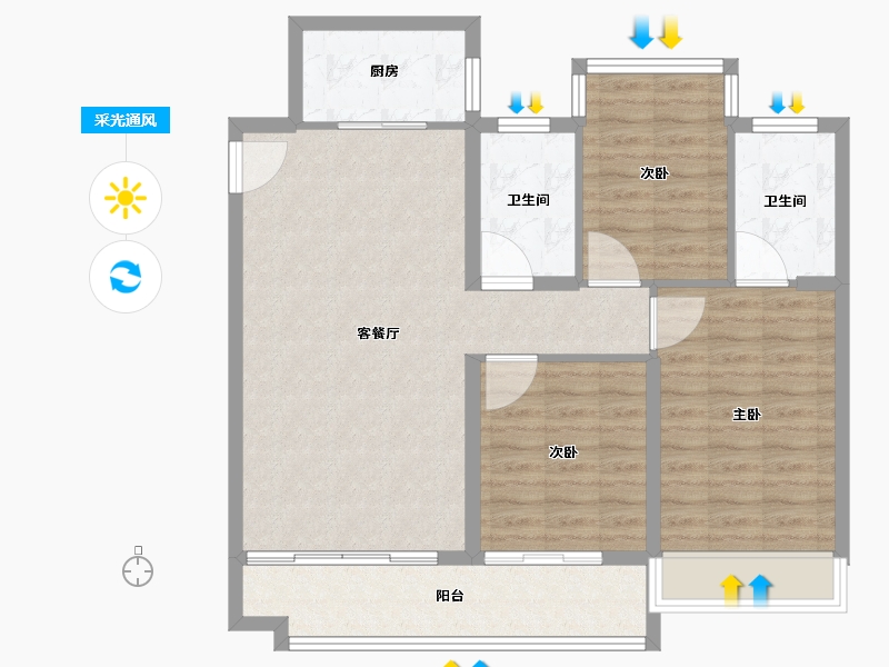 山东省-烟台市-缦云万境-92.00-户型库-采光通风