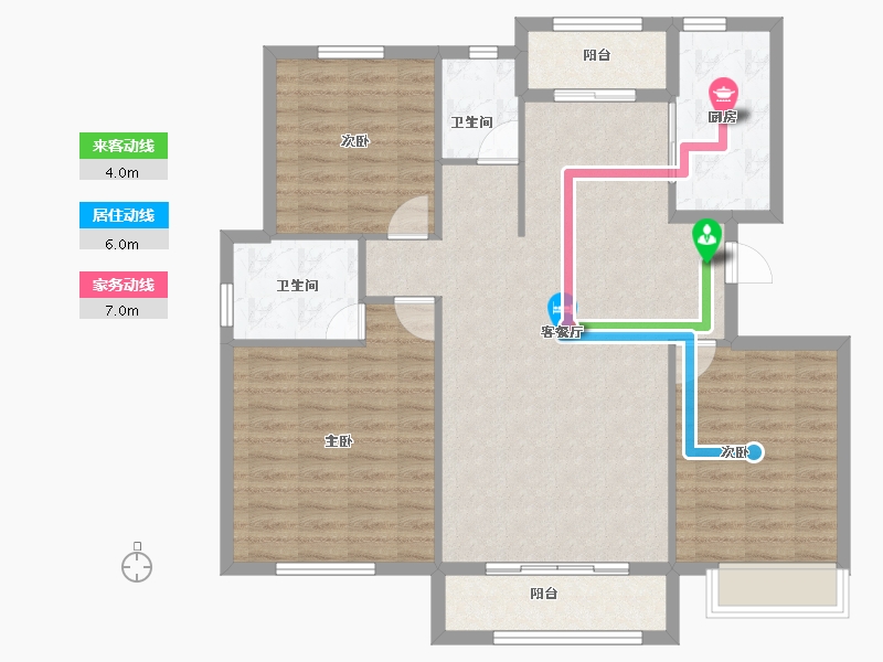 山东省-青岛市-鸿锦凤凰新城-106.66-户型库-动静线