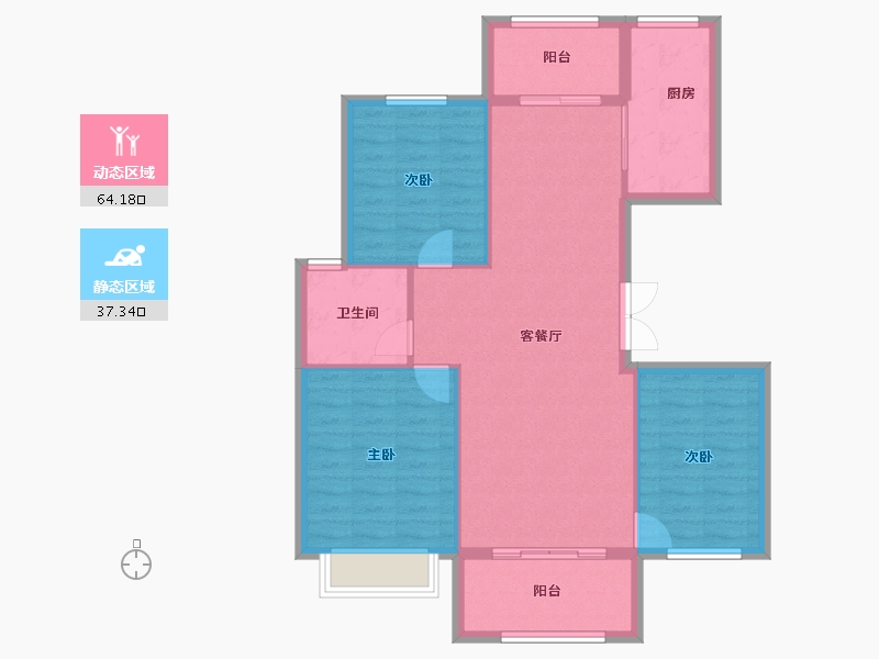 山东省-青岛市-鸿锦凤凰新城-92.74-户型库-动静分区