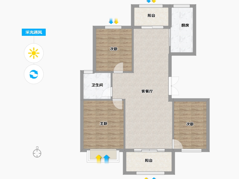 山东省-青岛市-鸿锦凤凰新城-92.74-户型库-采光通风