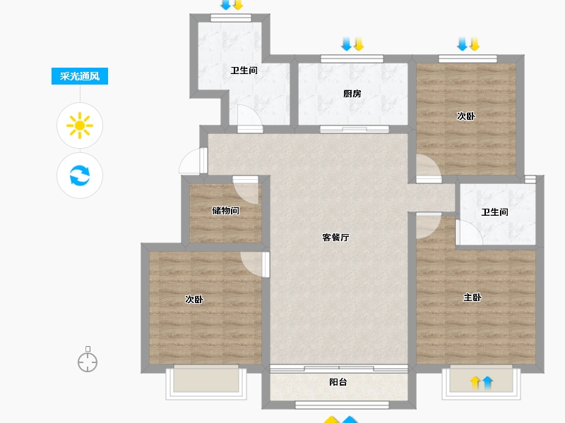 山东省-青岛市-霖源华府-99.15-户型库-采光通风