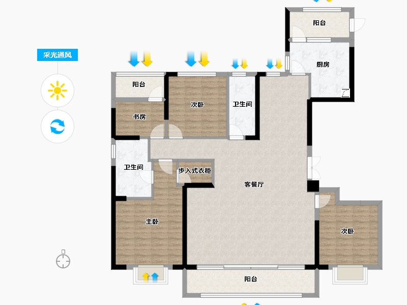 重庆-重庆市-中国铁建·花语江湾-150.40-户型库-采光通风