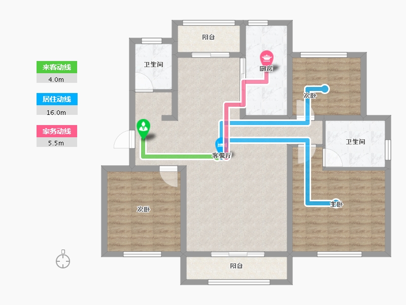 山东省-青岛市-鸿锦凤凰新城-100.87-户型库-动静线