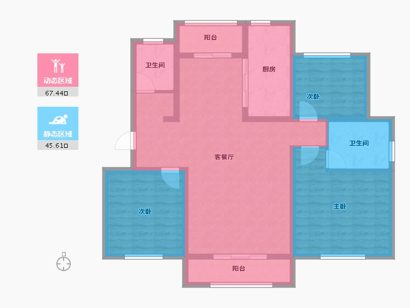 山东省-青岛市-鸿锦凤凰新城-100.87-户型库-动静分区