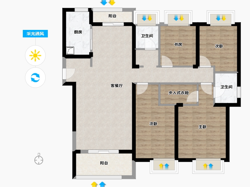 湖北省-武汉市-城投四新之光-127.00-户型库-采光通风