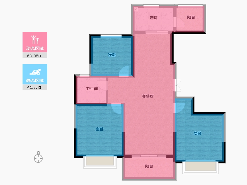 陕西省-西安市-西安凤鸣华府-93.47-户型库-动静分区