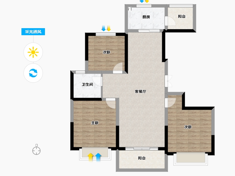 陕西省-西安市-西安凤鸣华府-93.47-户型库-采光通风