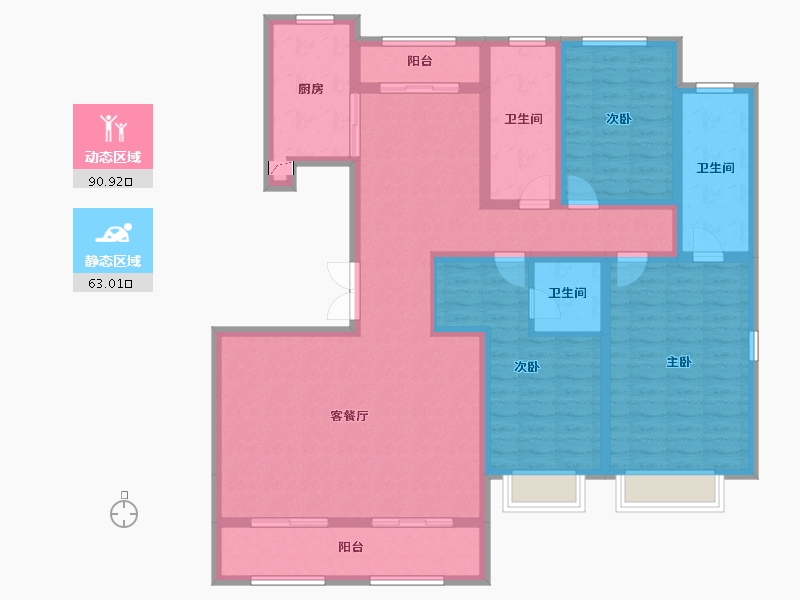 陕西省-西安市-天地源大都会-137.32-户型库-动静分区