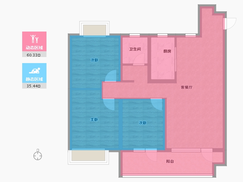 山东省-青岛市-鲁骐书香世家-84.95-户型库-动静分区