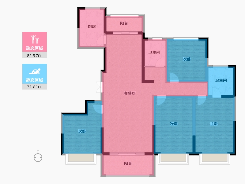 陕西省-西安市-西安凤鸣华府-138.21-户型库-动静分区