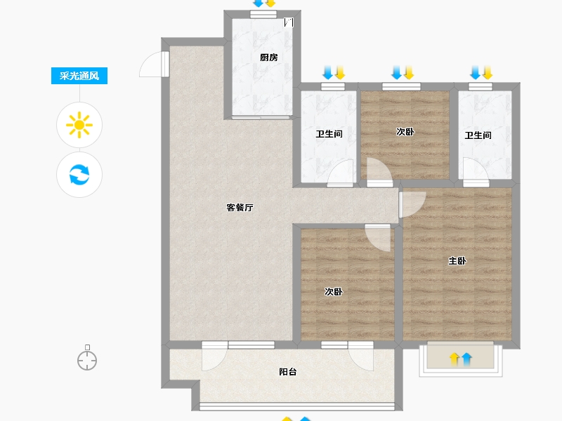 山东省-青岛市-海信九贤府-91.16-户型库-采光通风