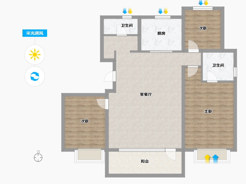 山东省-青岛市-海信九贤府-107.13-户型库-采光通风