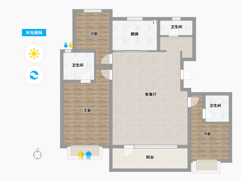 山东省-青岛市-海信九贤府-113.55-户型库-采光通风