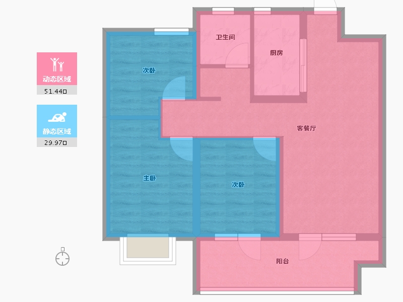 山东省-青岛市-鲁骐书香世家-71.96-户型库-动静分区