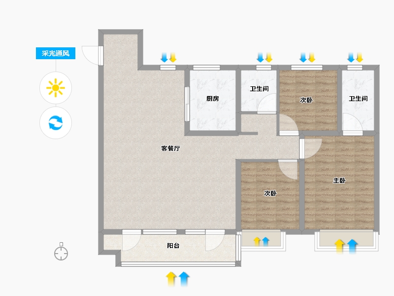 山东省-烟台市-旭辉银盛泰辉盛岚海-112.01-户型库-采光通风