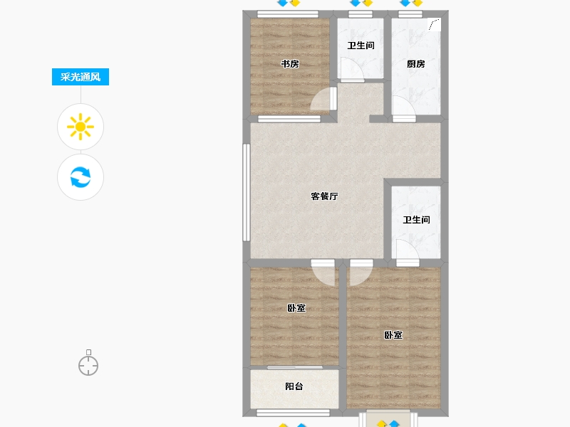 山东省-潍坊市-恒信温莎公馆-77.05-户型库-采光通风