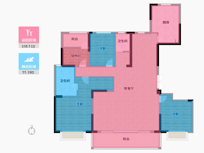 重庆-重庆市-中国铁建·花语江湾-148.00-户型库-动静分区