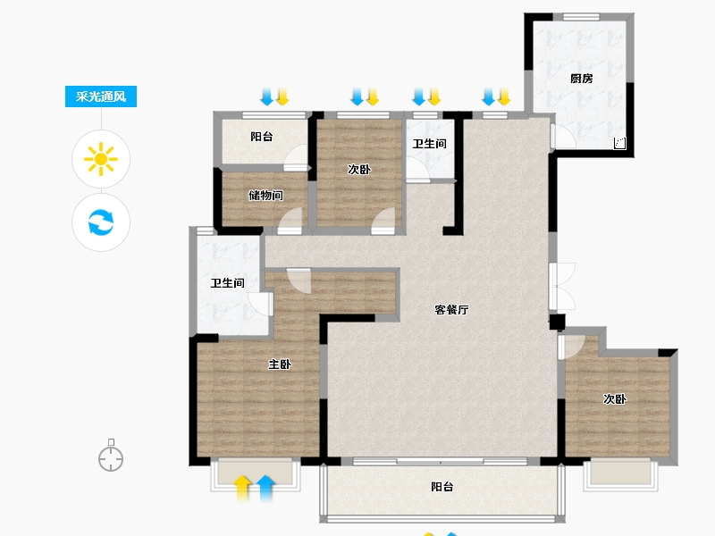 重庆-重庆市-中国铁建·花语江湾-148.00-户型库-采光通风