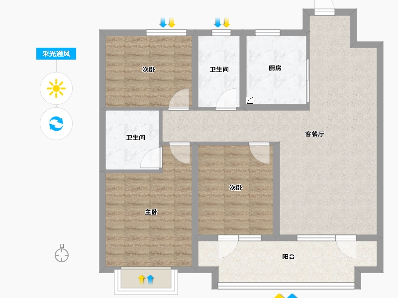 山东省-青岛市-海信九贤府-91.44-户型库-采光通风