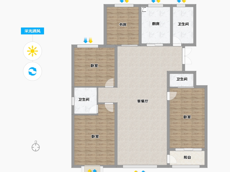 山东省-潍坊市-恒信温莎公馆-142.52-户型库-采光通风