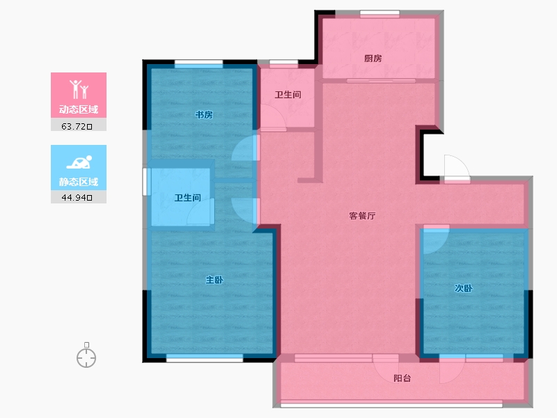 山东省-青岛市-澜山悦府-96.35-户型库-动静分区