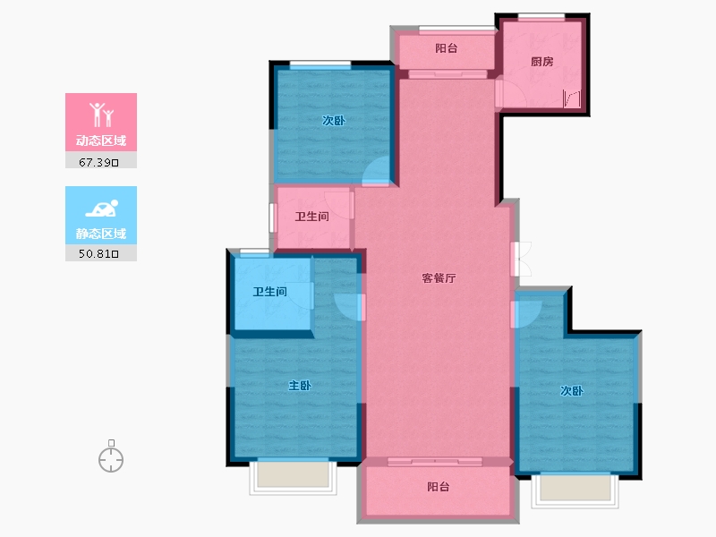 陕西省-西安市-西安凤鸣华府-105.53-户型库-动静分区