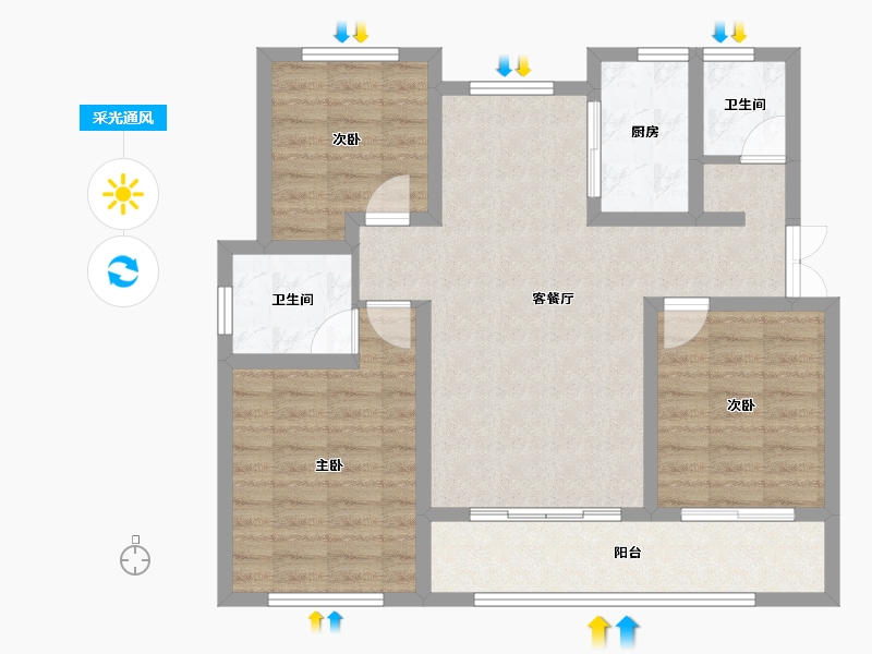 河北省-石家庄市-高远森霖城-84.60-户型库-采光通风