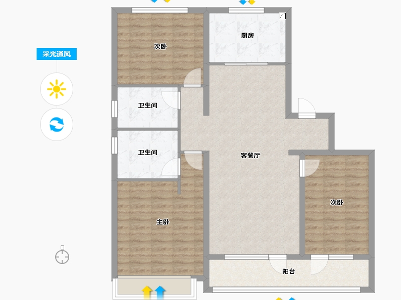 山东省-青岛市-崂山壹號院-111.01-户型库-采光通风