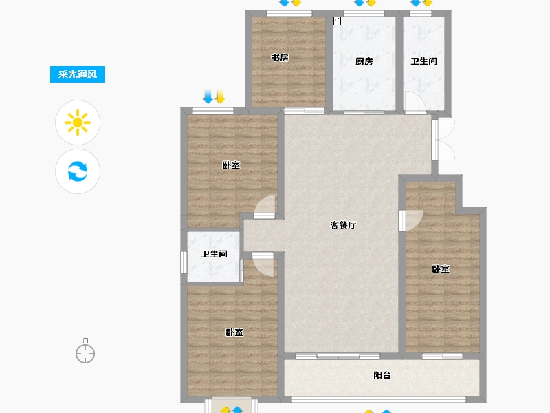 山东省-潍坊市-恒信温莎公馆-126.49-户型库-采光通风