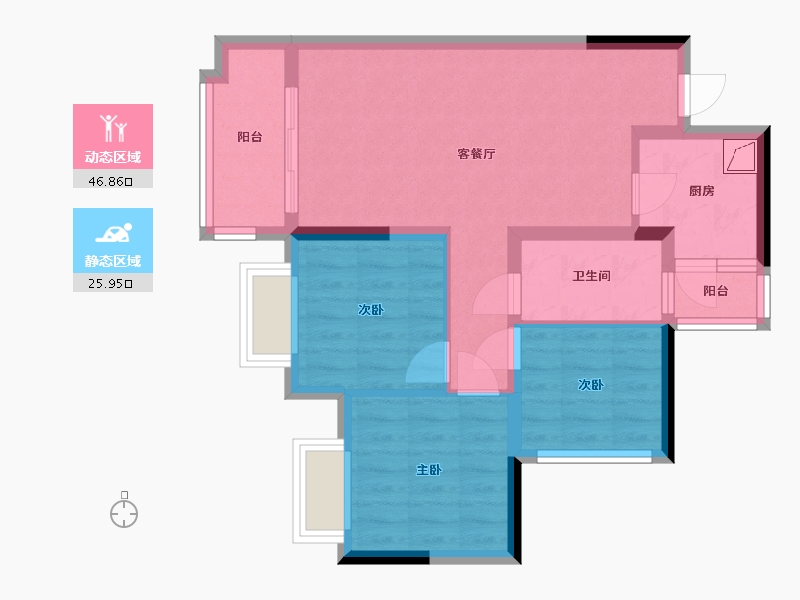 四川省-乐山市-美的珺御府-75.00-户型库-动静分区