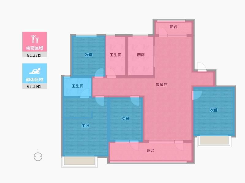 山东省-青岛市-崂山壹號院-128.43-户型库-动静分区