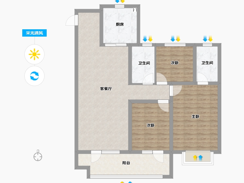 山东省-青岛市-海信九贤府-96.00-户型库-采光通风