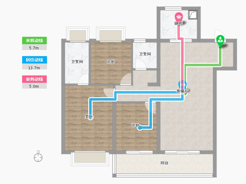 江苏省-无锡市-华侨城运河湾-95.25-户型库-动静线