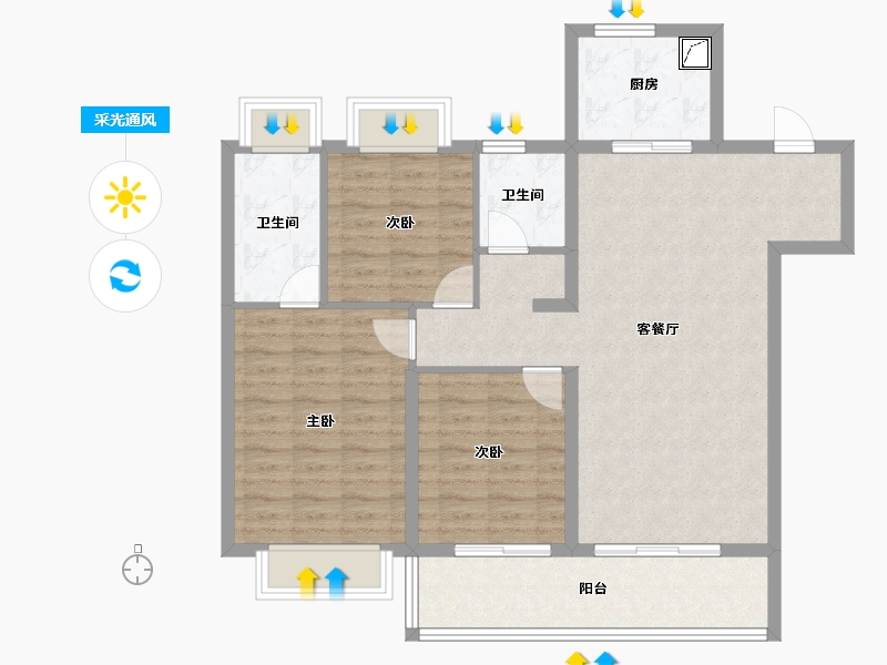 江苏省-无锡市-华侨城运河湾-95.25-户型库-采光通风