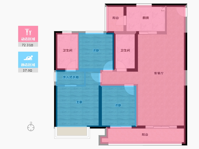 河北省-石家庄市-雅居乐宏府｜翰林山-96.69-户型库-动静分区