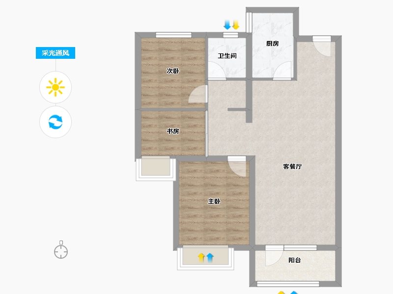 河北省-石家庄市-祥聚·拾光-72.00-户型库-采光通风