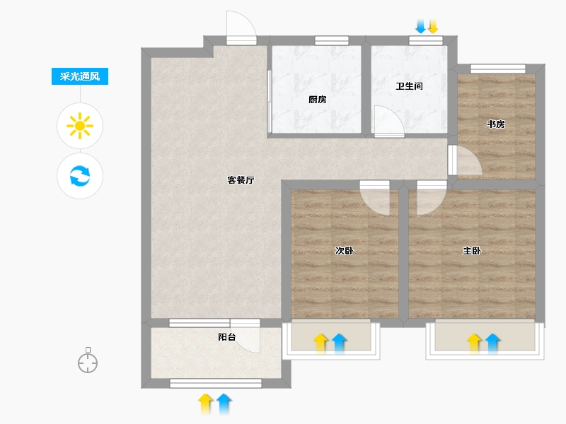 山东省-青岛市-融创时代中心-71.06-户型库-采光通风