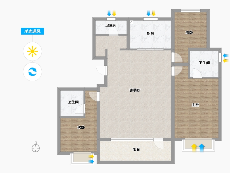 山东省-青岛市-海信九贤府-113.61-户型库-采光通风