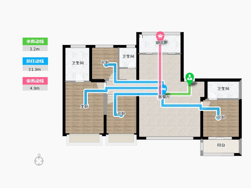 陕西省-西安市-万科·雁鸣湖-116.95-户型库-动静线