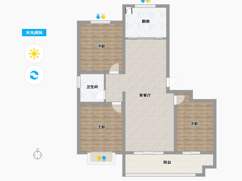 山东省-日照市-阳光新城-105.00-户型库-采光通风